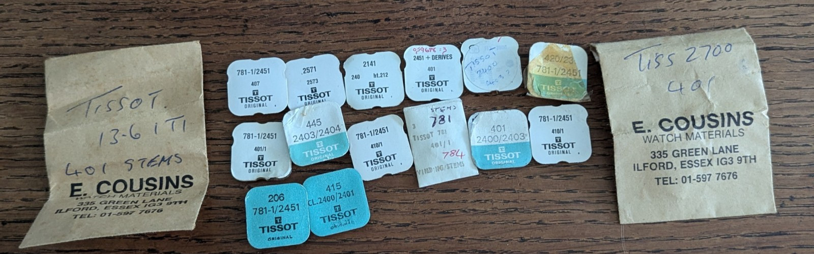 Tissot Watch Parts, New old Stock in Packets, Watchmaker Parts #S720