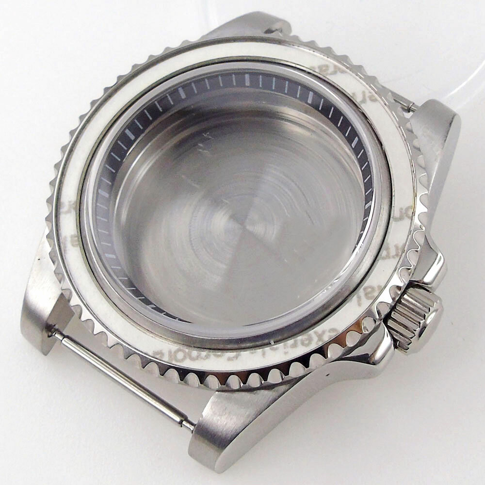 40mm black blue chapter ring Watch Case fit for NH35A NH36A 2824 sapphire glass
