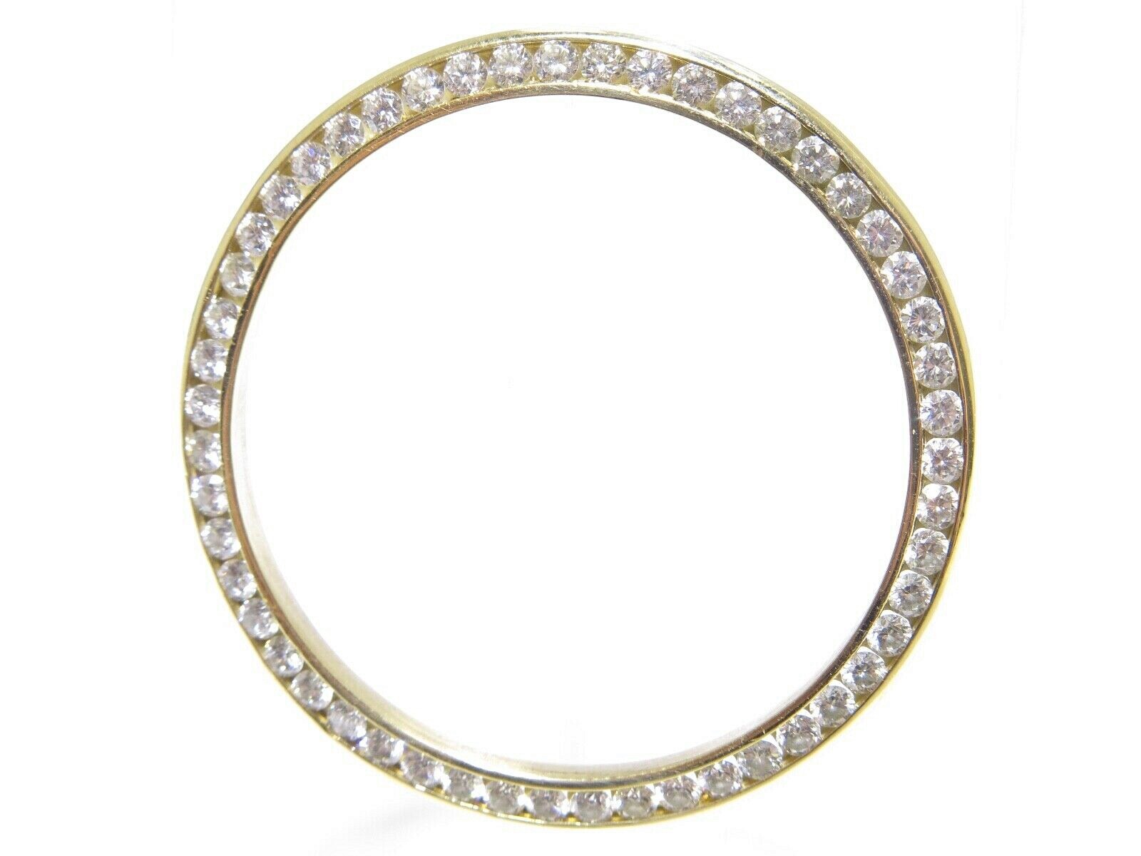 Rolex 36mm Day Date/Date Just 14k Gold 2ct White Round Cut Diamond Channel Bzl
