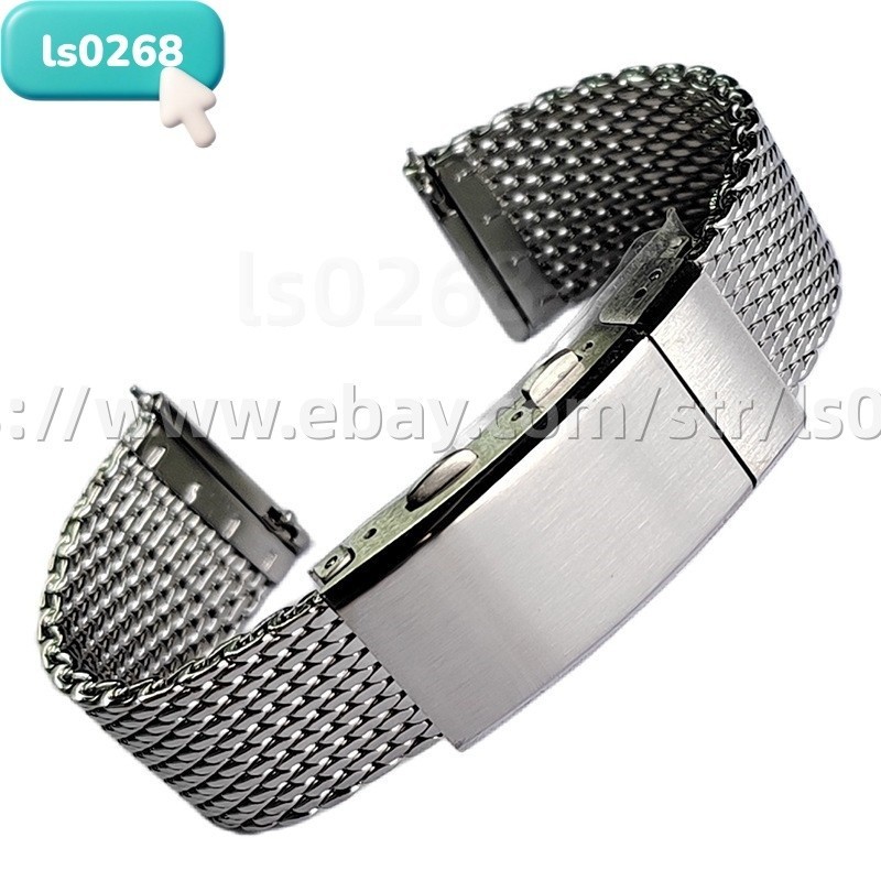 High Quality 20mm 316L Stainless Steel Mesh Watch Band Strap Bracelet Adjustable
