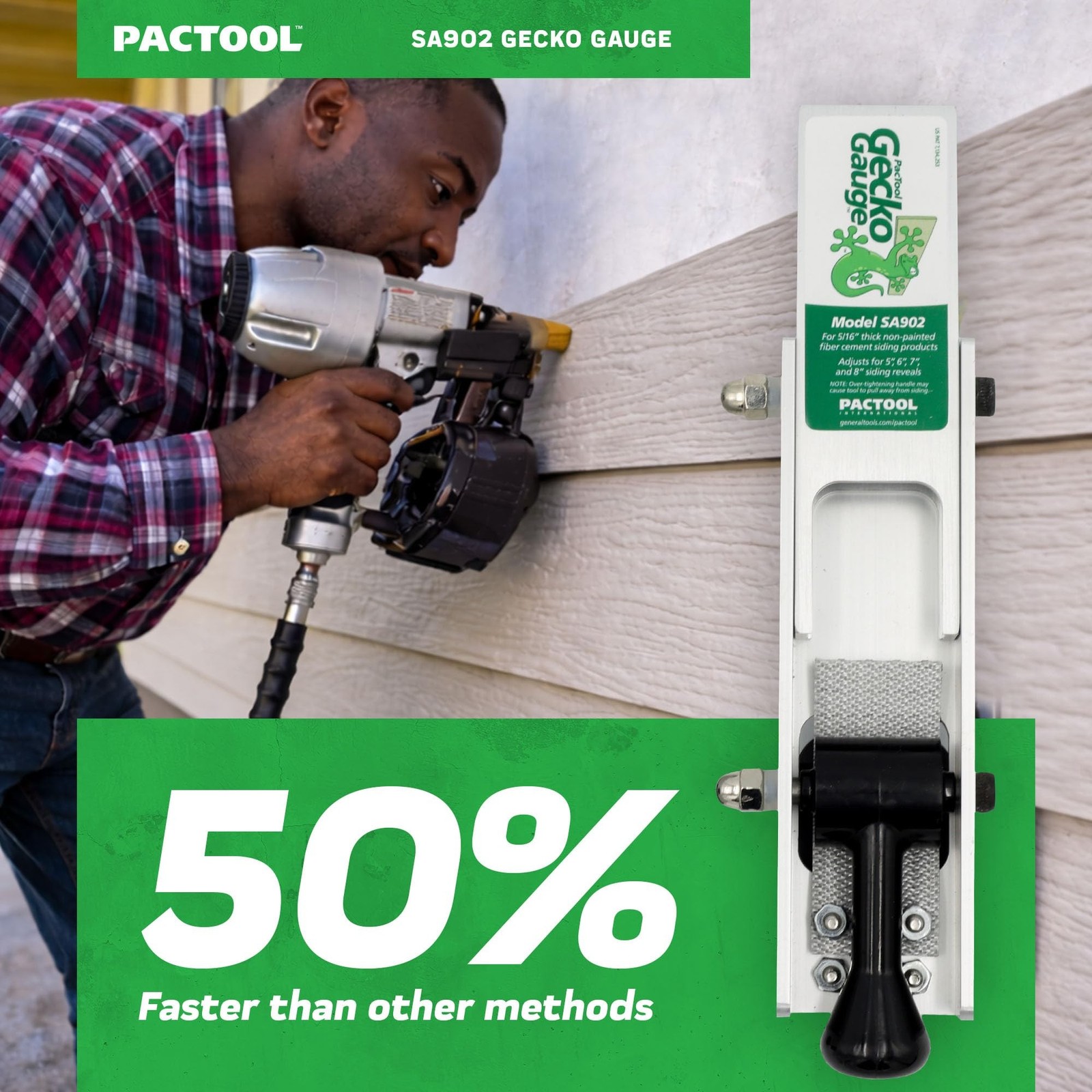 PacTool SA902 Aluminum Gecko Gauge Hardi Board Siding Gauges BRAND NEW
