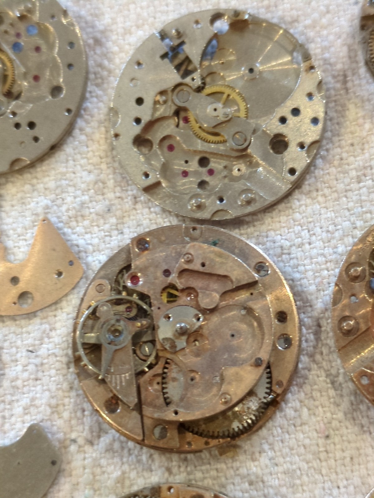 Lot Of 21 Assorted USA DRP Vintage Watch Movement Parts For Repair. See Pictures