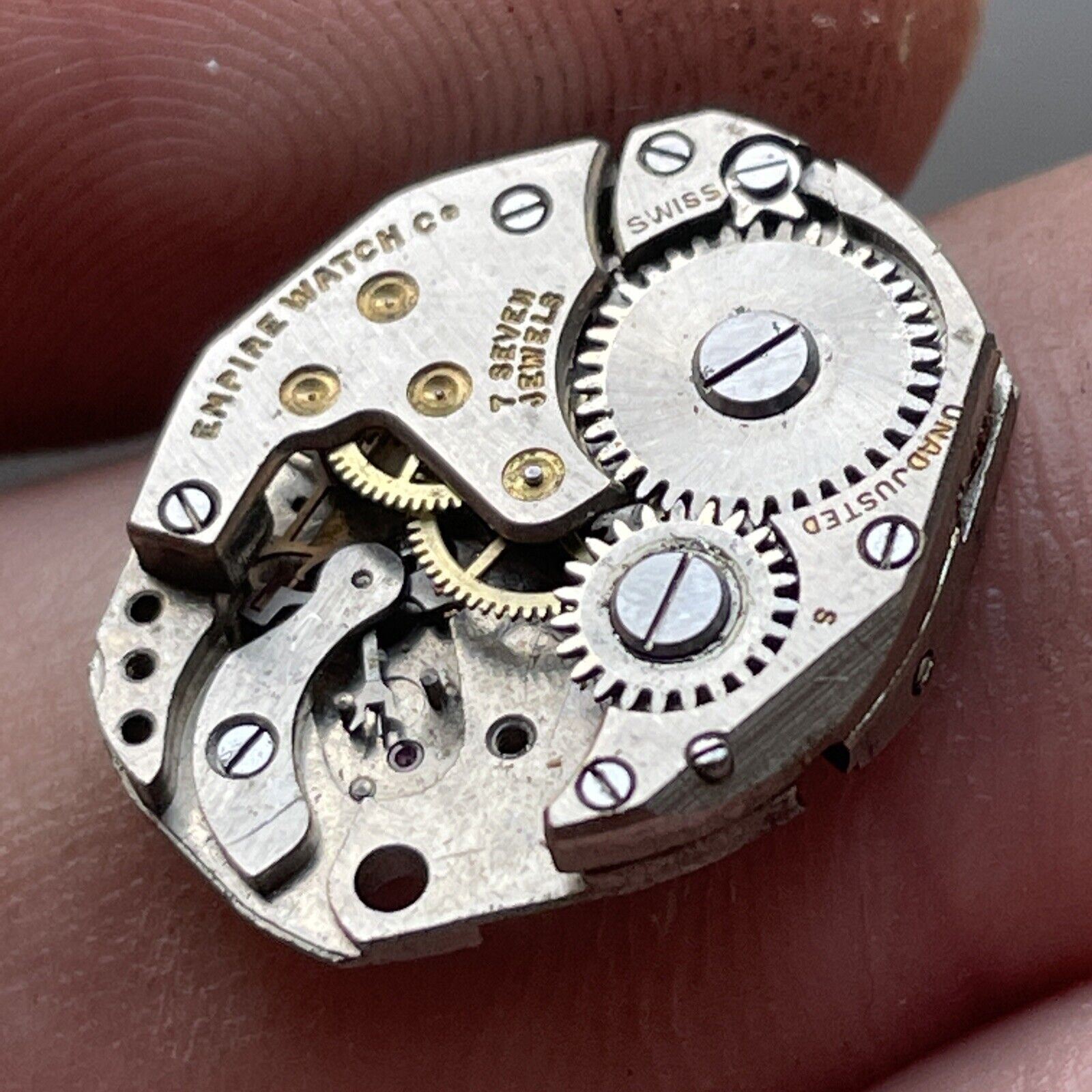 VTG Empire Watch Co. 7 Jewels Swiss Unadjusted Movement PARTS