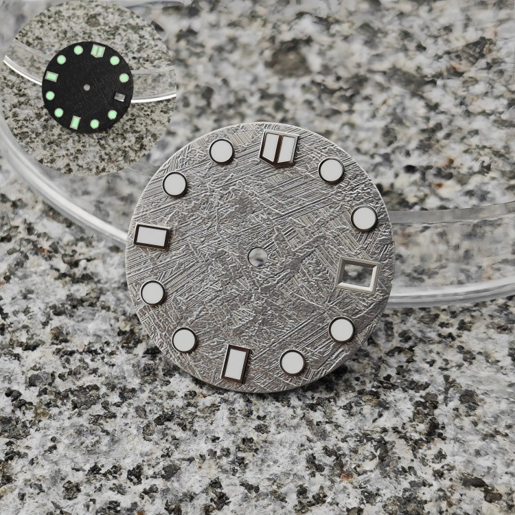NH35 face 28.5mm meteorite pattern strong green lume dial for NH35/NH36 movement