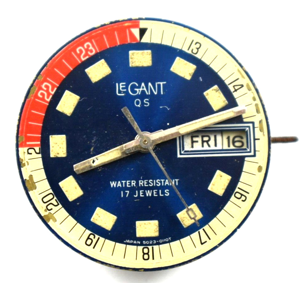 Vintage LeGant QS Manual Wind 17J Calendar Wrist Watch Movement lot.qa