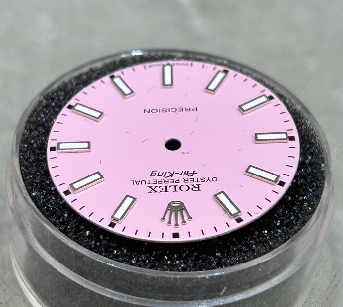Rolex Air-King 34mm Custom Pink Lume Index Dial For 14000 14010 14200 114200