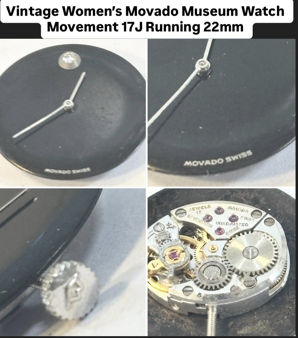 Vintage Woman’s Movado Museum Watch Movement 17J Running 22mm