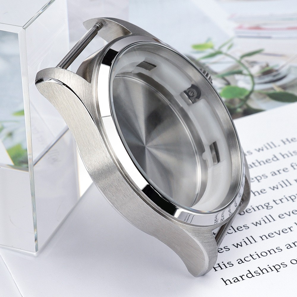FEIYASHI Silver Steel 40mm Diver Brushed Watch Case 10ATM For Seiko NH35 ETA2824
