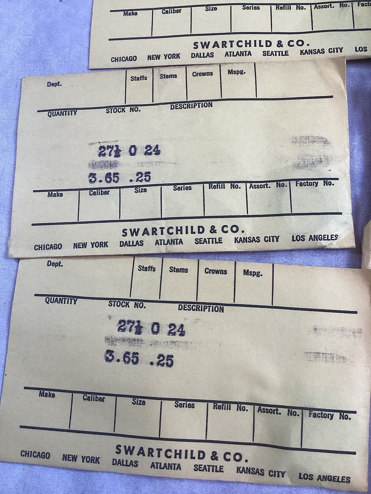 Assortment Of 16 Envelopes Vintage Swartchild Clock Mainspring Parts Repair NOS