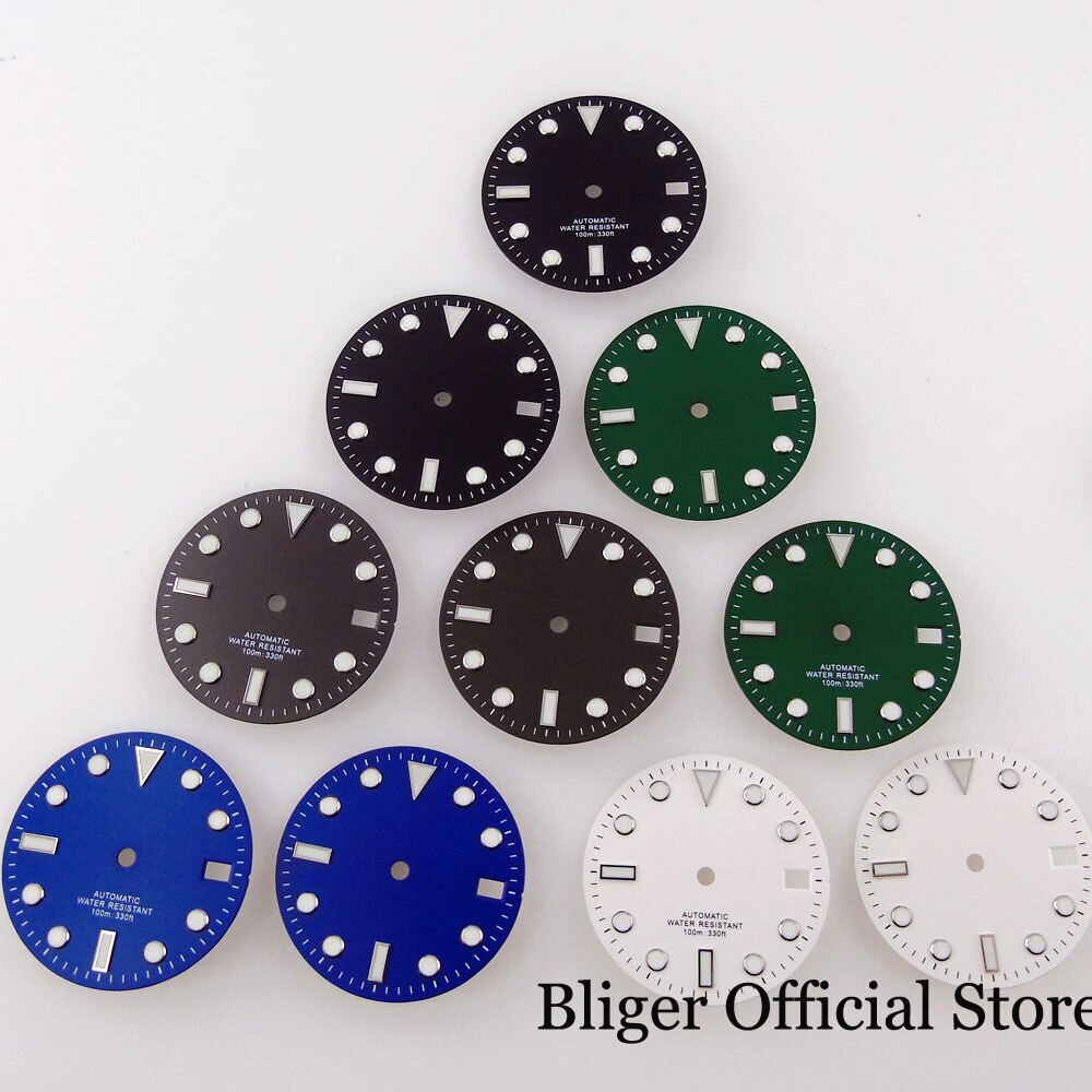 29mm fit NH35A NH36A Sterile Black/Green/Blue/White Watch Dial Luminous Parts