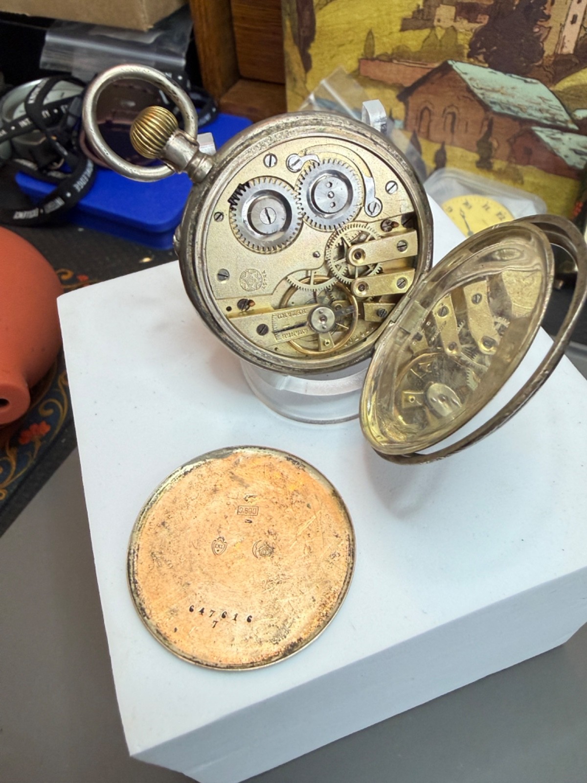 For Project or Parts: Astra Movement, Unsigned Case, 800 Silver, Needs a service