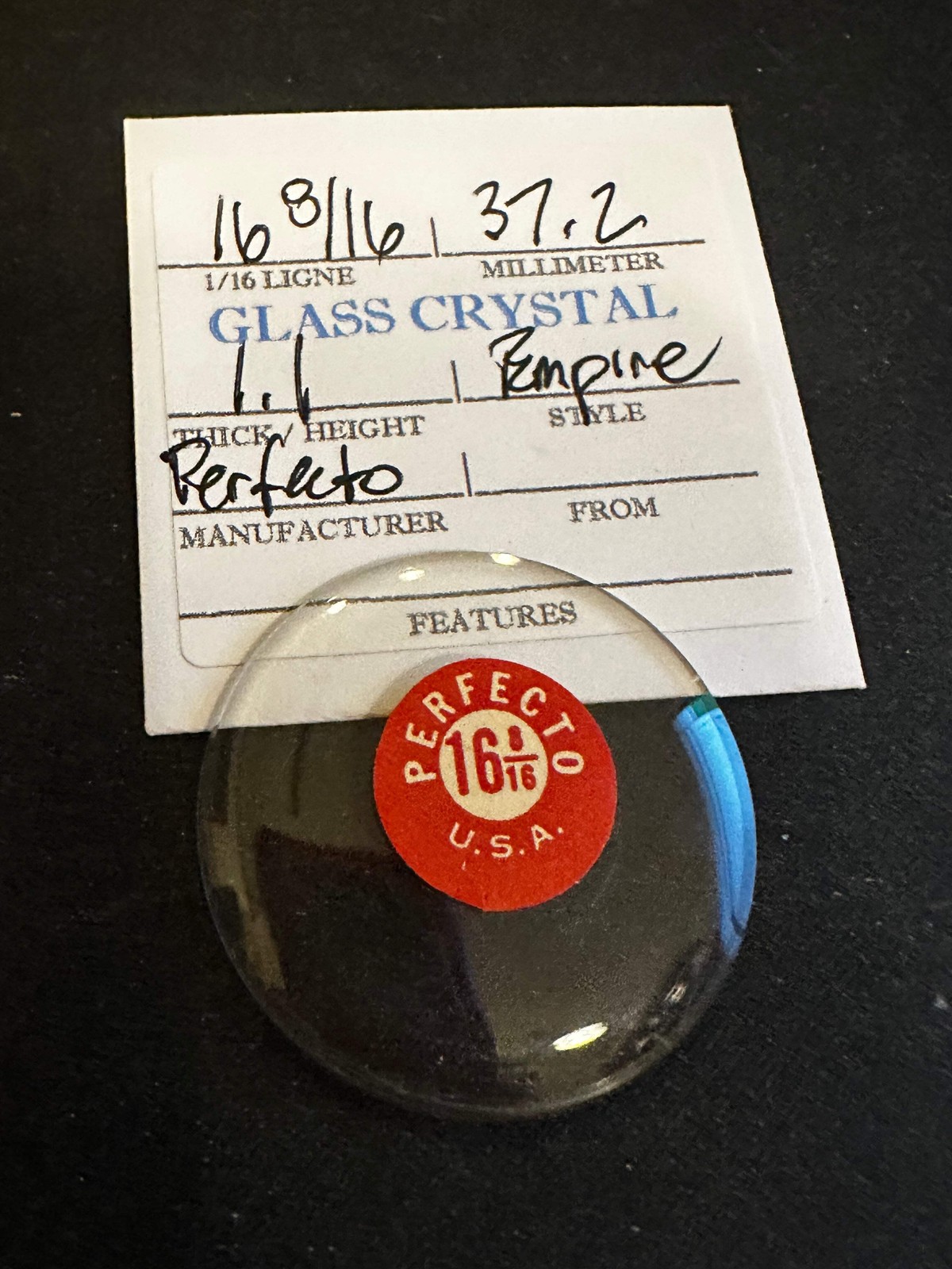 Perfecto Vintage Glass Watch Crystal 16-8/16 (~37.2mm) – NOS