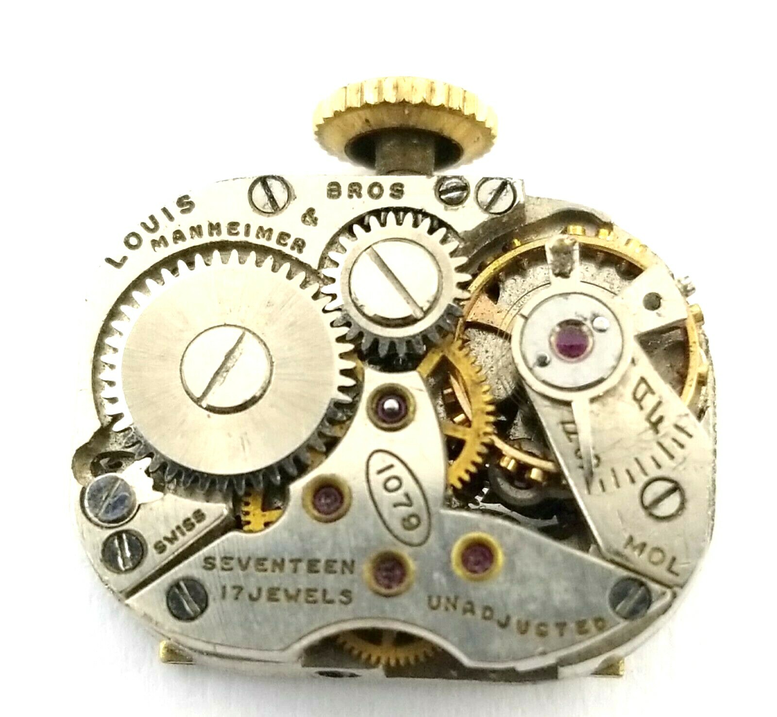 Antique Louis Manheimer & Bros Wrist Watch Movement 17j Repair Steampunk #OK1036