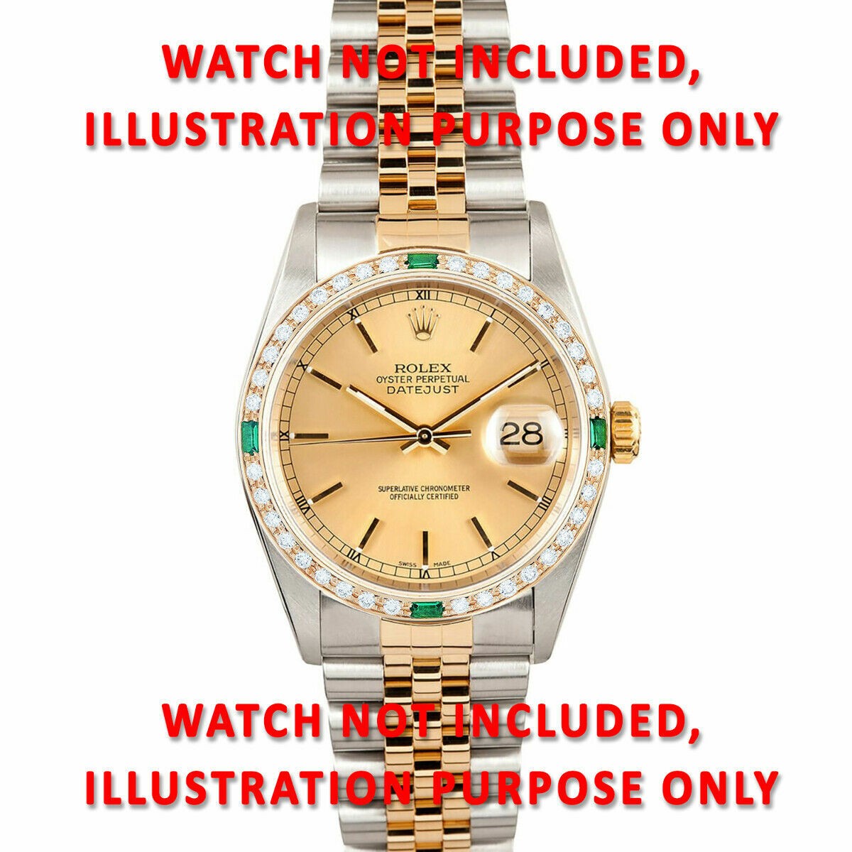 .90CT YELLOW BEAD NATURAL DIAMOND BEZEL ROLEX DATE EMERALDS 15233 15037 15038