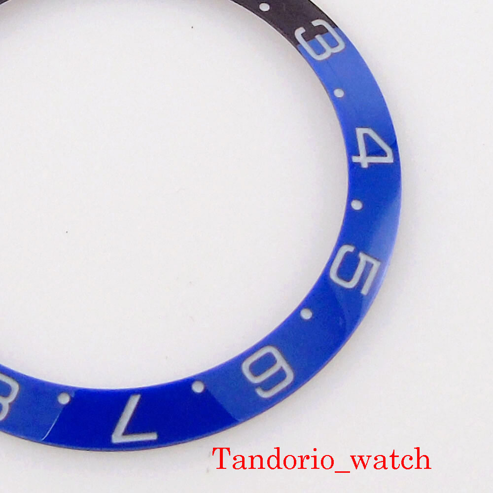 Black Blue Ceramic Bezel Insert Parts For 40mm Watch Case Luminous