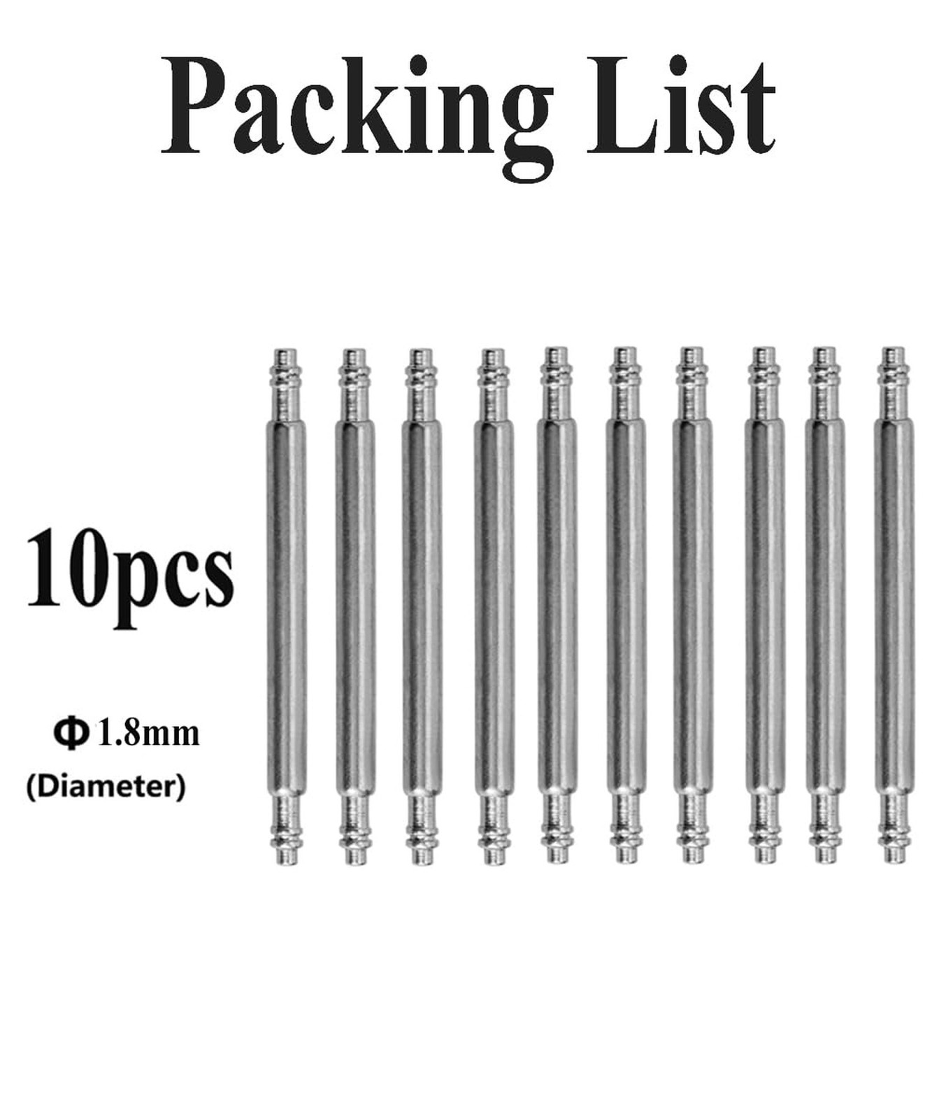 14mm 16mm 18mm 20mm 22mm 24mm Spring Bars, Watch Pins φ1.8mm Diameter 10pcs