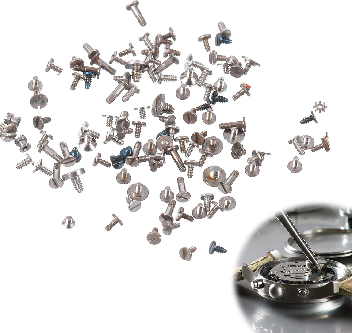 100Pcs Watch Battery Clamp Screws Assortment Kit, Replacement Micro Screws Re…