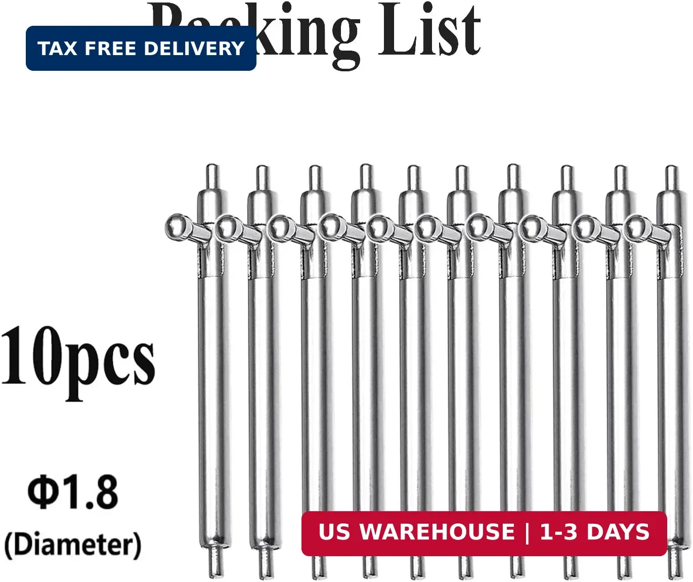 10pcs Quick Release Spring Bars 14mm 16mm 18mm 20mm 22mm 24mm 1.8mm Diameter Sta