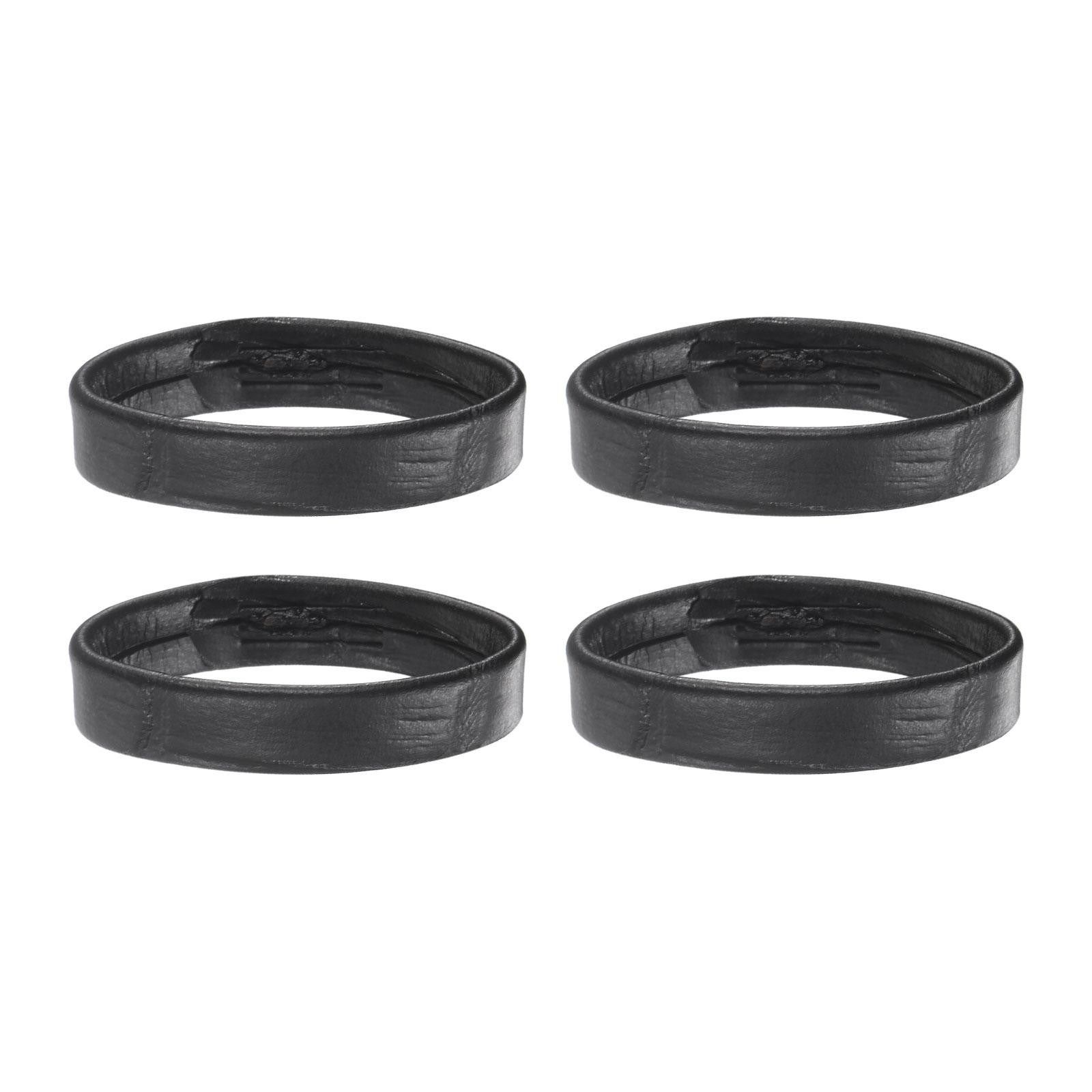 4 Pcs PU Leather Loops Retaining Ring for 21mm Width Watch Band, Black
