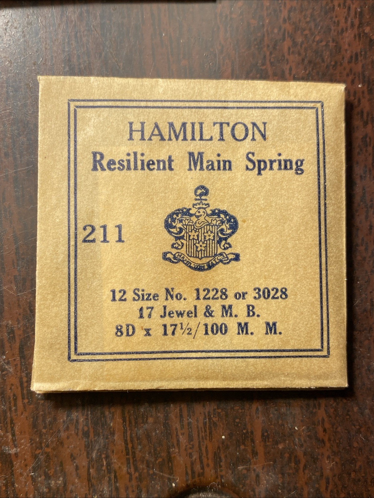 Hamilton mainspring 12s 17J & Motor Barrel, Part 211 NOS