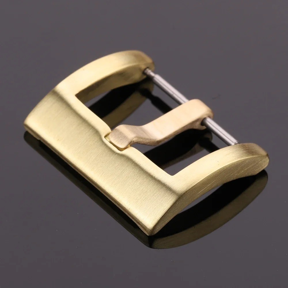 Durable Bronze Metal Watch Band Pin Buckle Solid Copper Strap Clasp 18-24mm