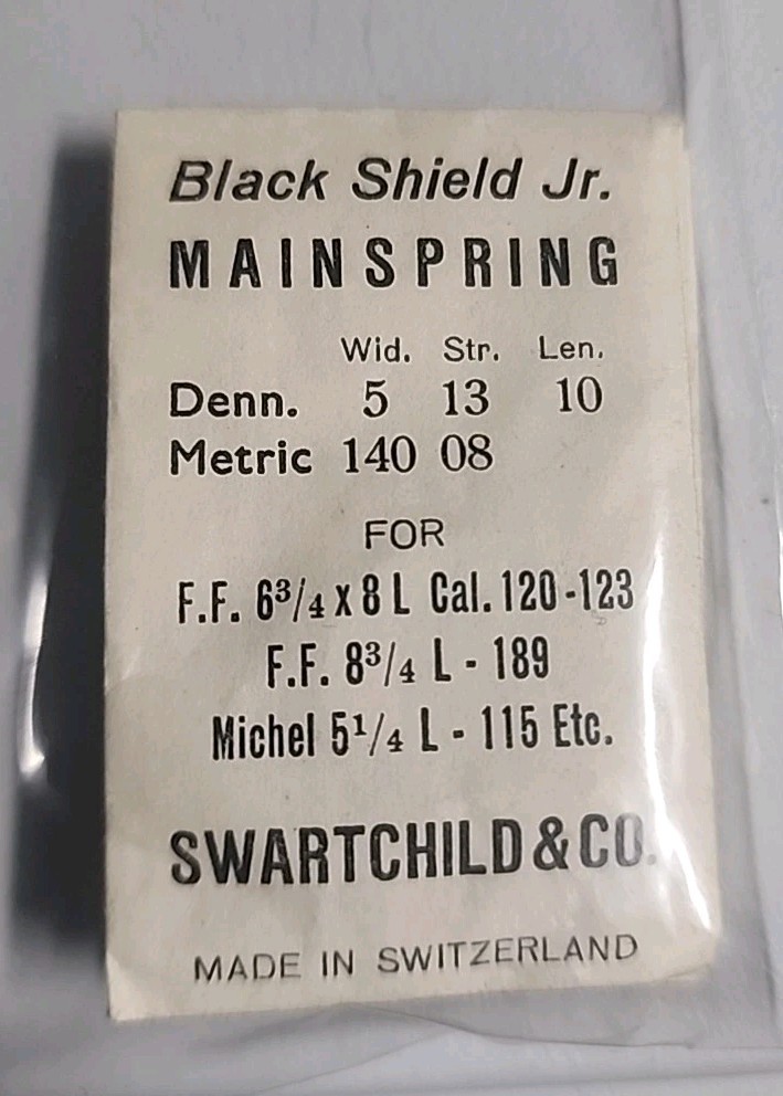 Swartchild Black Shield Jr Mainspring for Font 120 – 123, 189, A. Michel 115