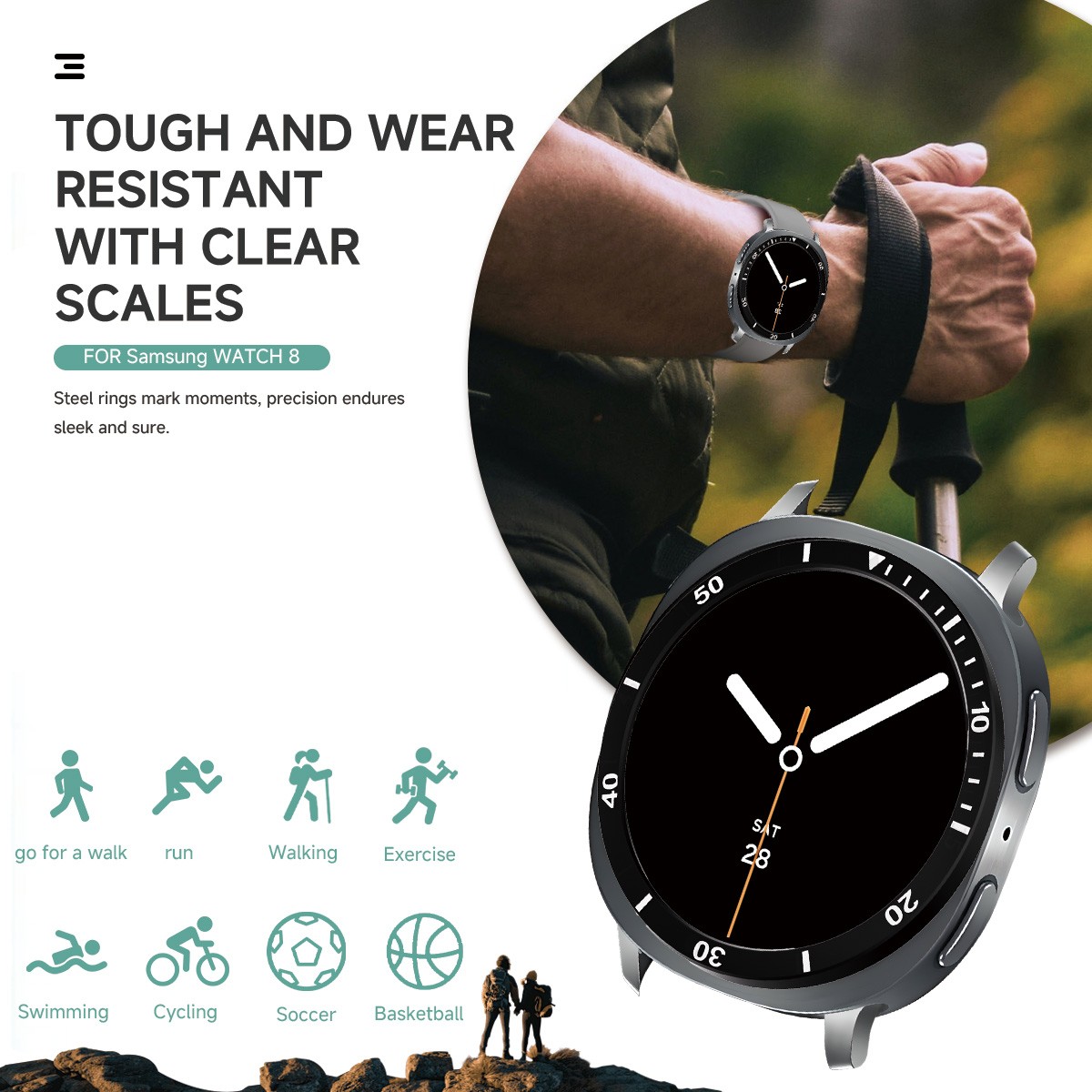 Metal Bezel Ring For Samsung Galaxy Watch 8 40mm 44mm Case Cover Bumper