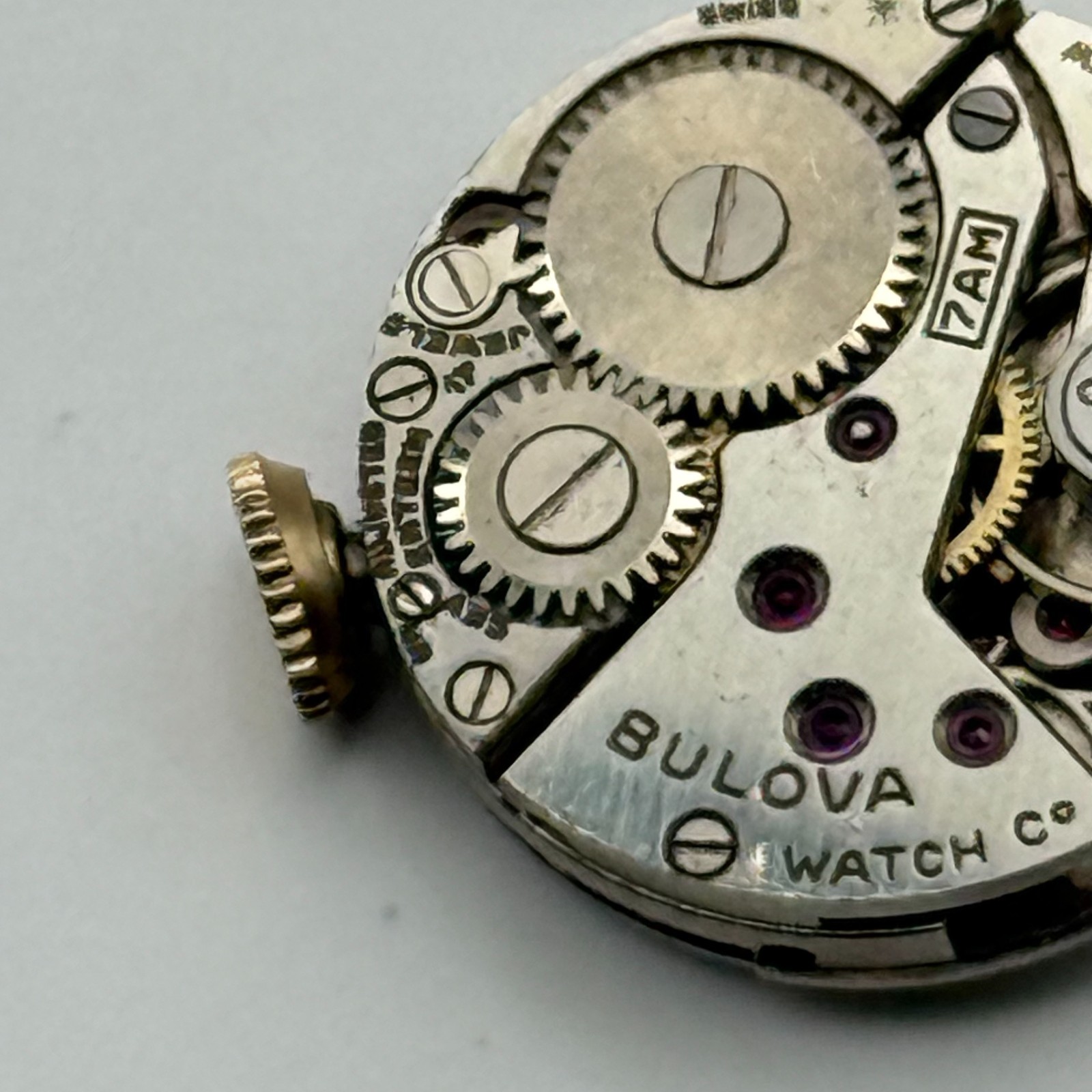 Bulova 7AM Watch Movement Running Swiss 17Jewels Manual Wind Parts Repair 17.1mm