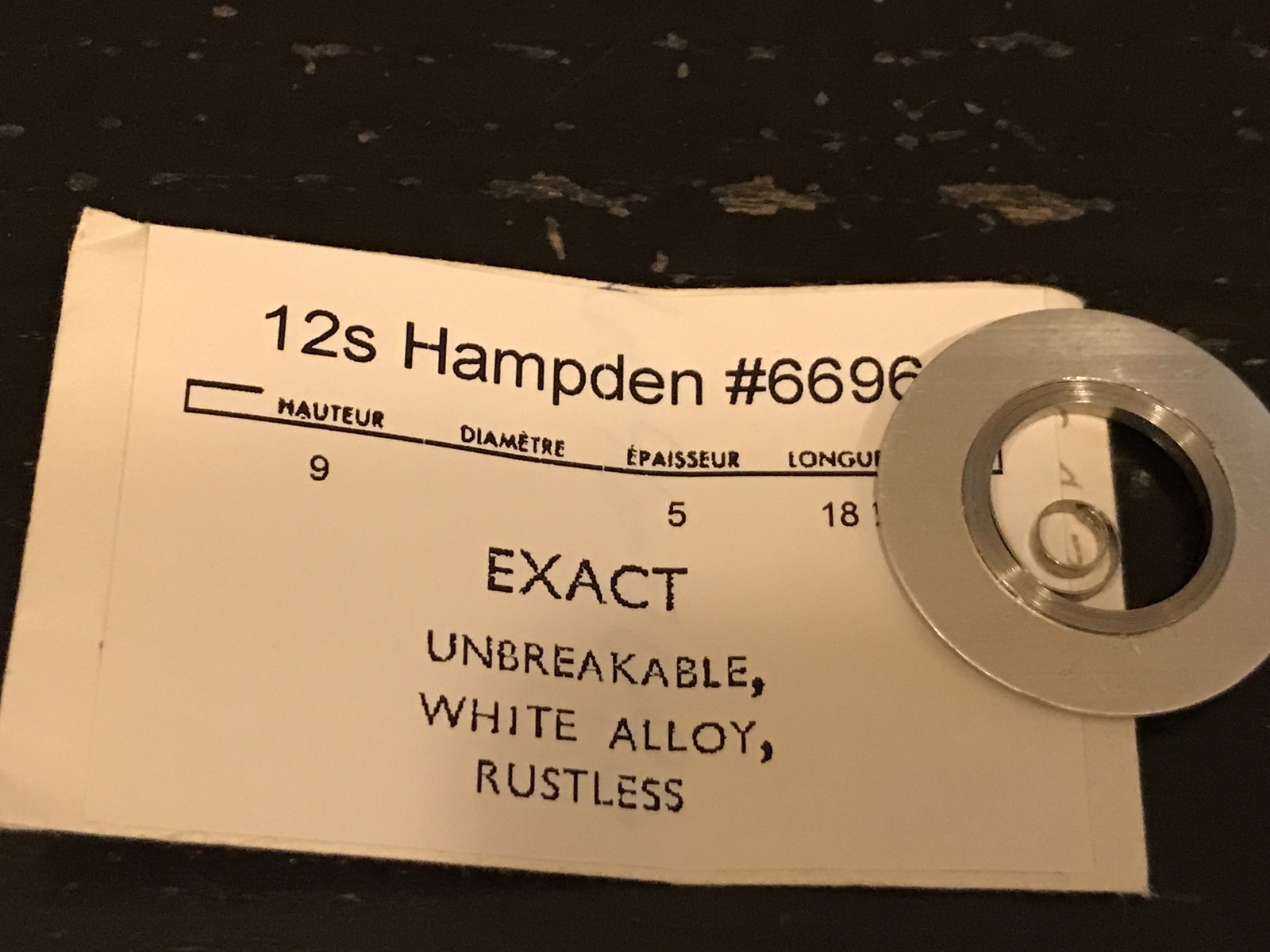 Hampden 12s Mainspring #6696 (EXACT) – Alloy