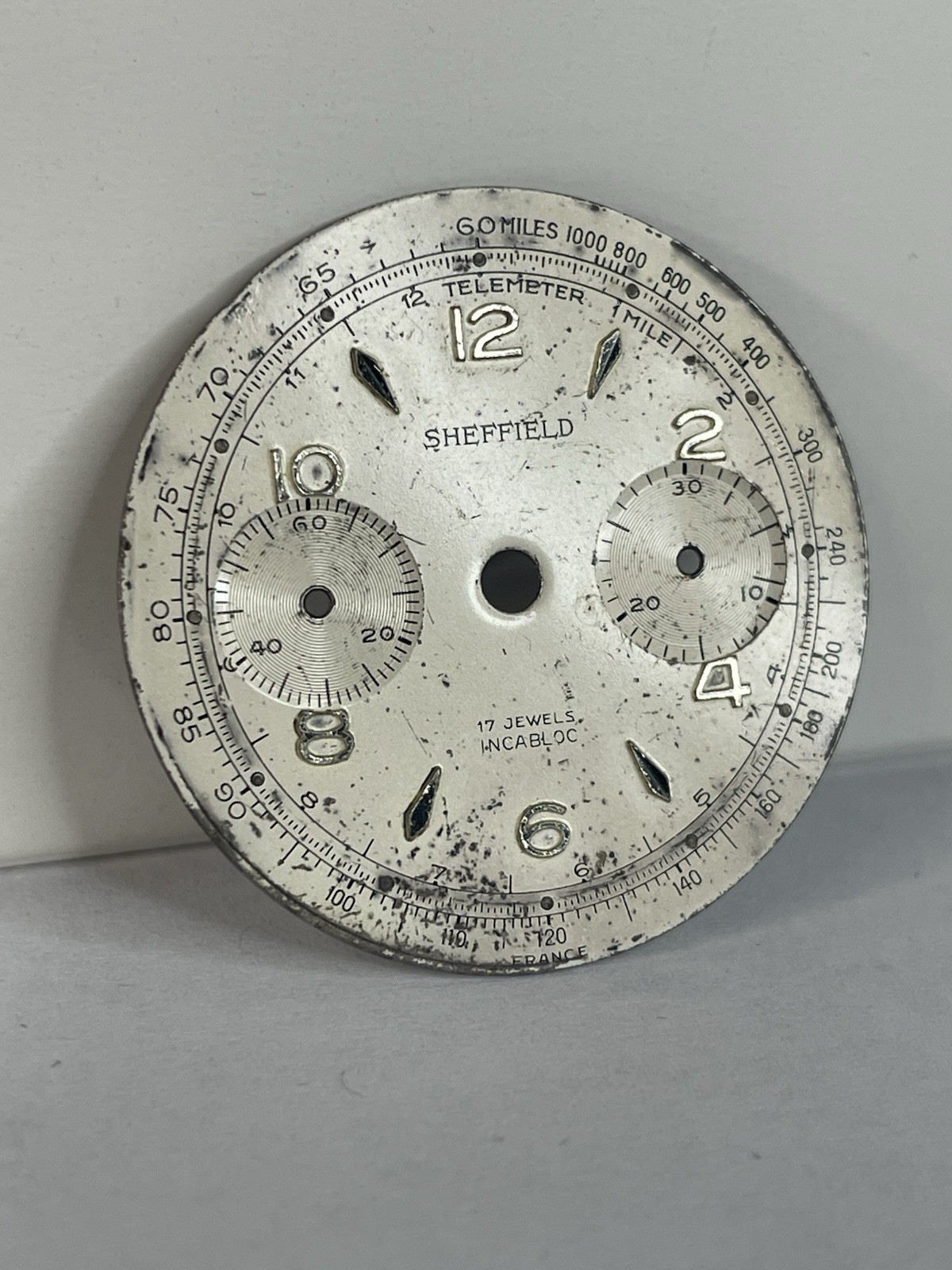 Vintage Sheffield Mechanical Chronograph 17 Jewel Incabloc White Dial 31.6mm