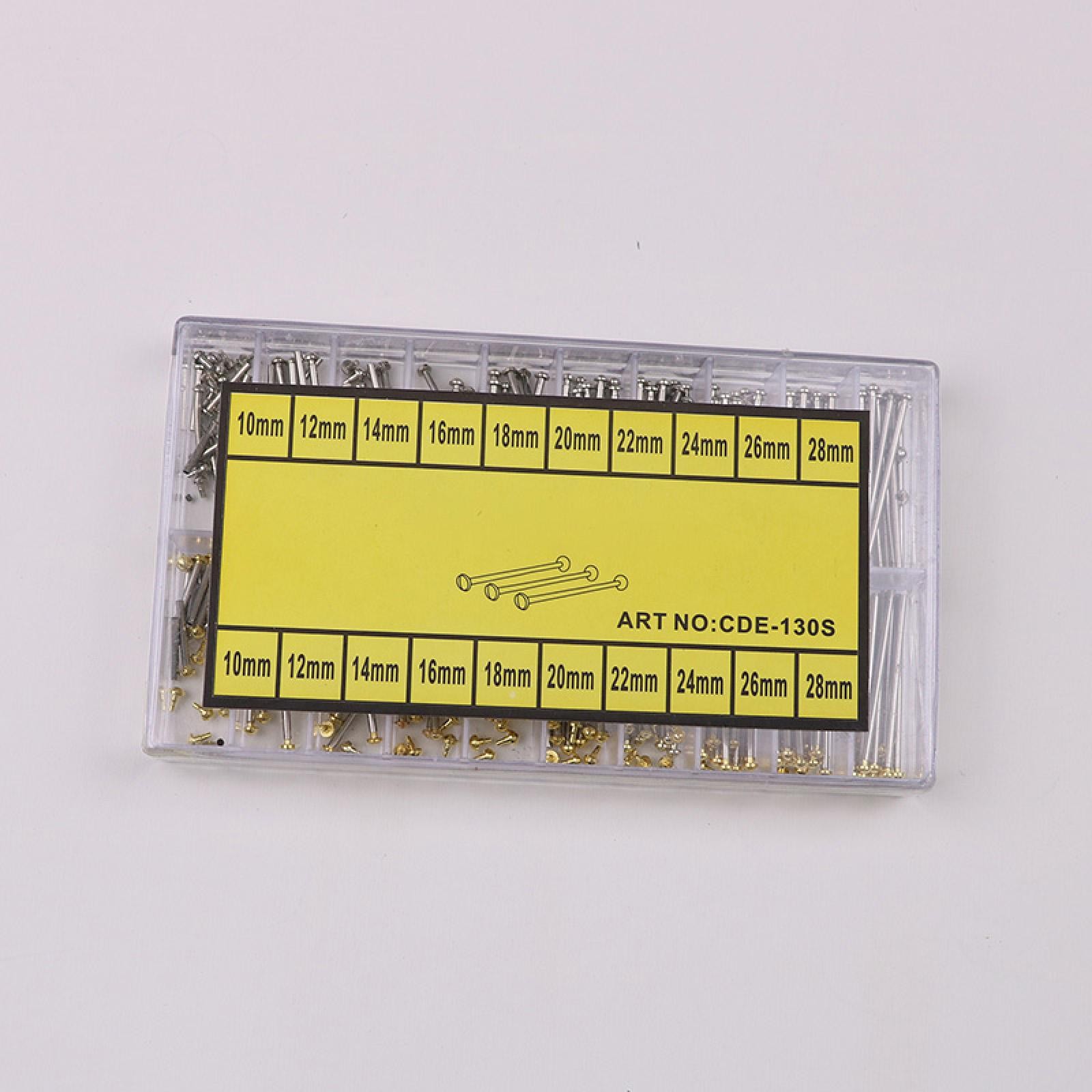 200pcs 1.3mm Diameter Watch Band Strap Spring Bar Lug Type Assortment 10-28mm