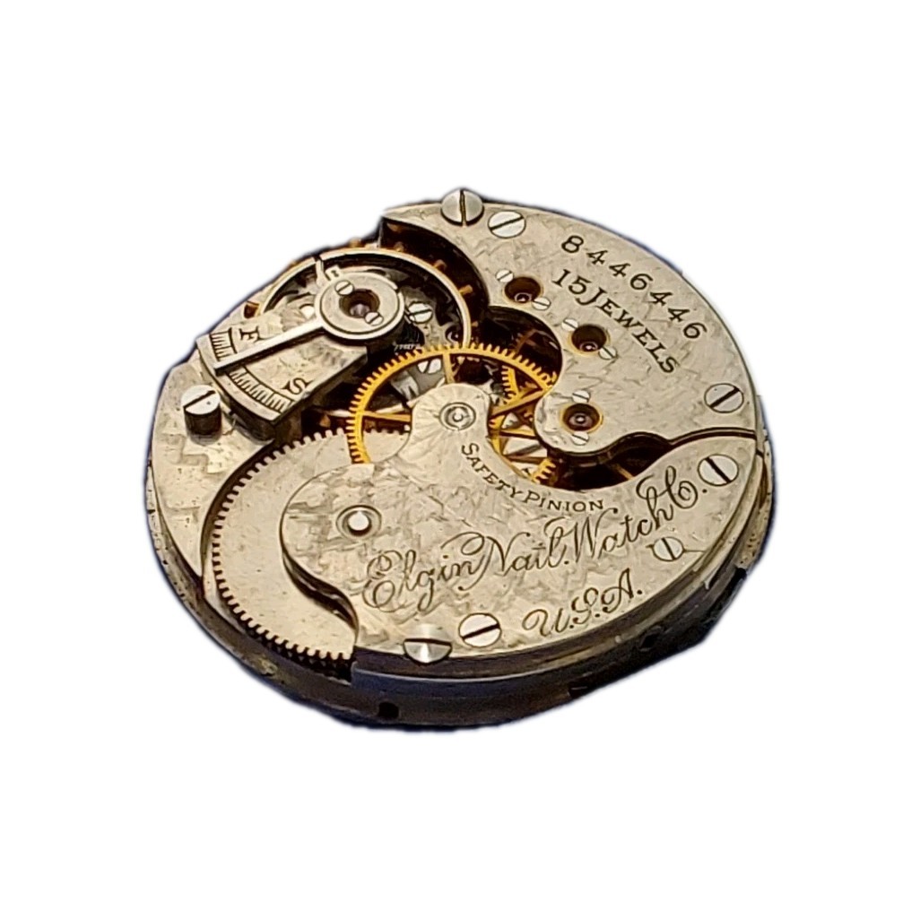 Elgin 223 0s Movement Sunk Enamel Dial Hands Pocket Watch Parts 504