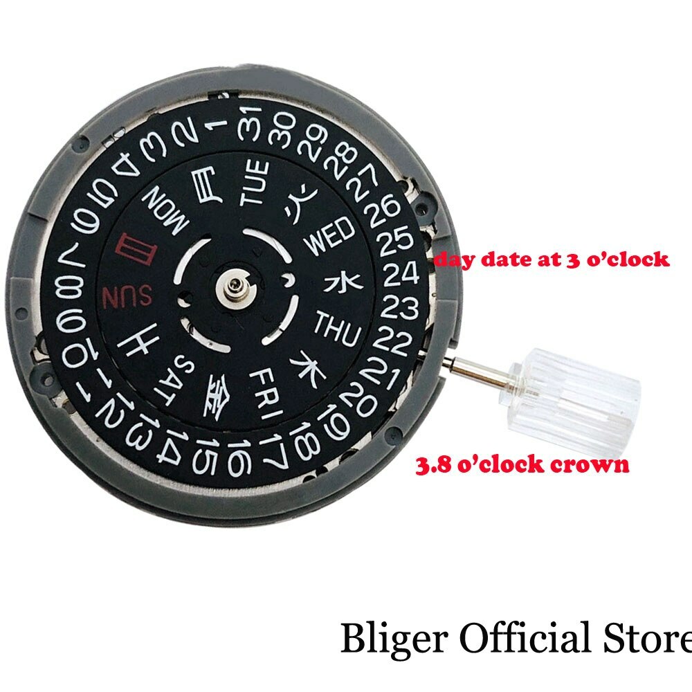 24 jewels Original Japan NH36A black mechanical movement 3 & 3.8 o’clock crown