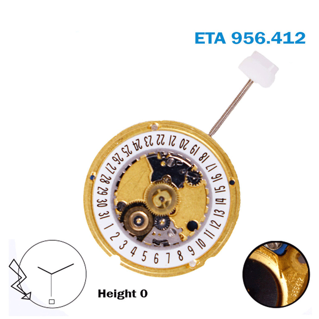 ETA 956.412 Swiss Made Quartz Movement-White Date Disk At 6- 3 Hands- Height :0.