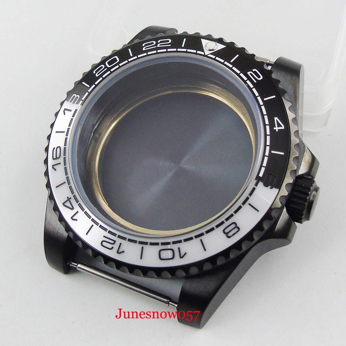Fit NH35A/NH36A 40mm Black PVD Plated Watch Case Flat Sapphire Ceramic Insert