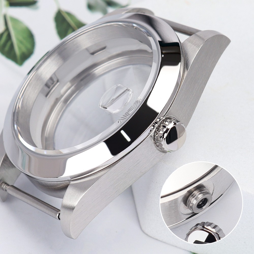 Oyster Pilot Watch Cases 36mm/39mm Steel Smooth Bezel 10ATM For Seiko NH35 NH36