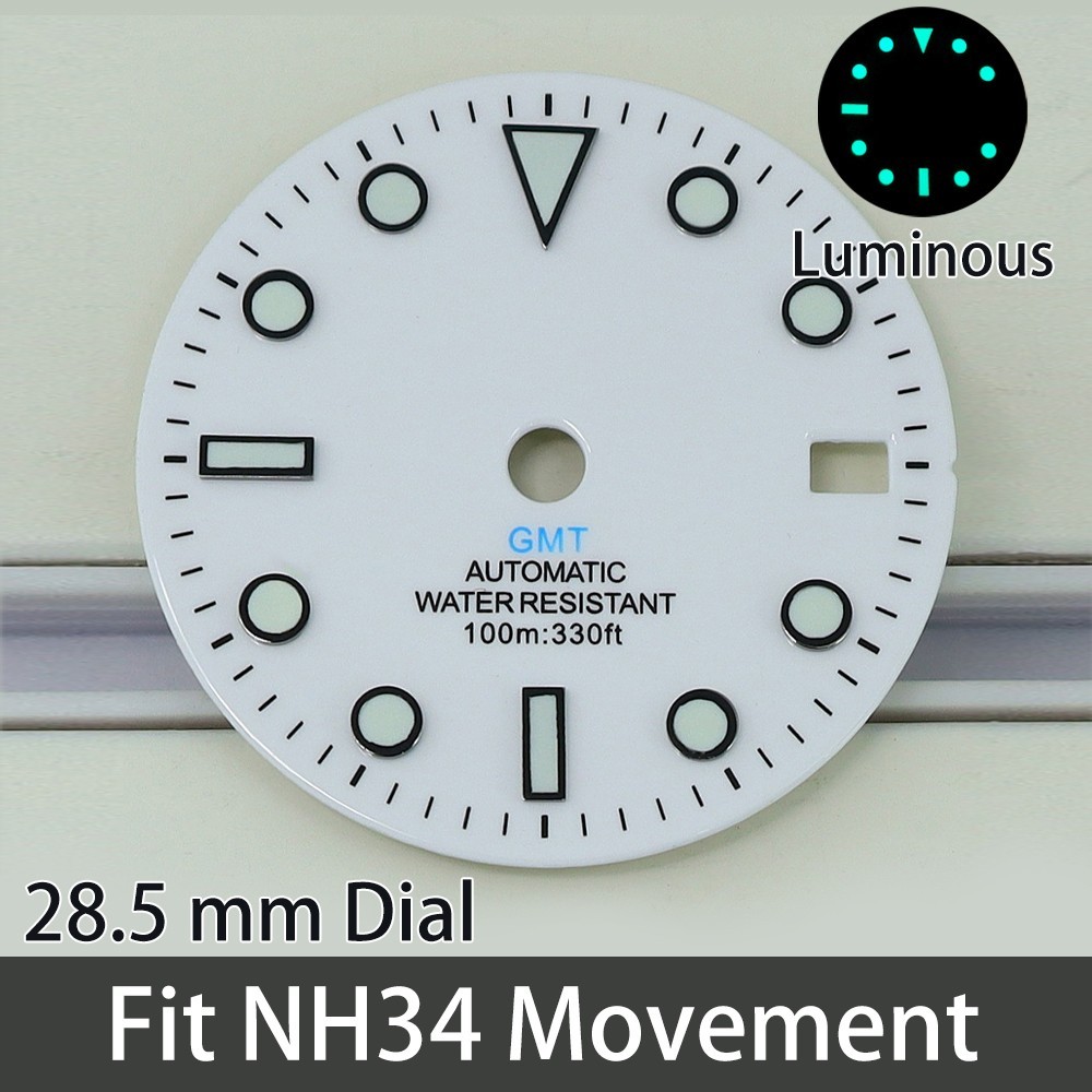 28.5mm Dial Luminous GMT Automatic Water Resistant 10ATM For Seiko NH34 Movement