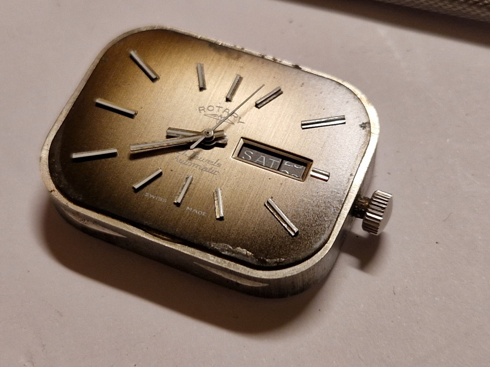 vintage ROTARY Automatic AS 2066 TV cased collectible day date needs serviced