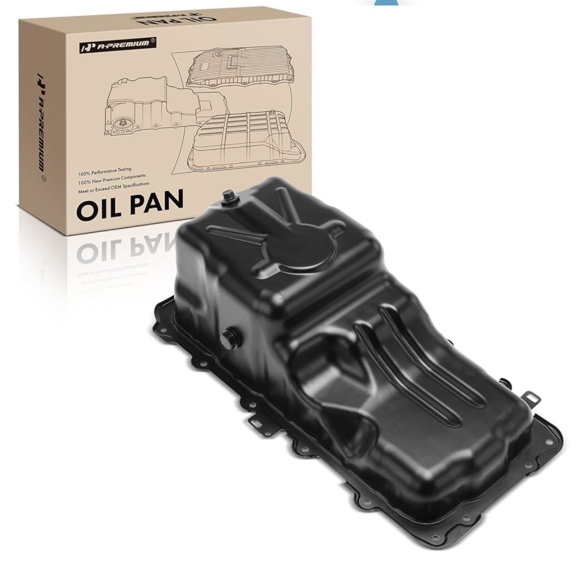 A-Premium Engine Oil Pan Sump with Drain Plug Compatible with Ford F-150 F150…