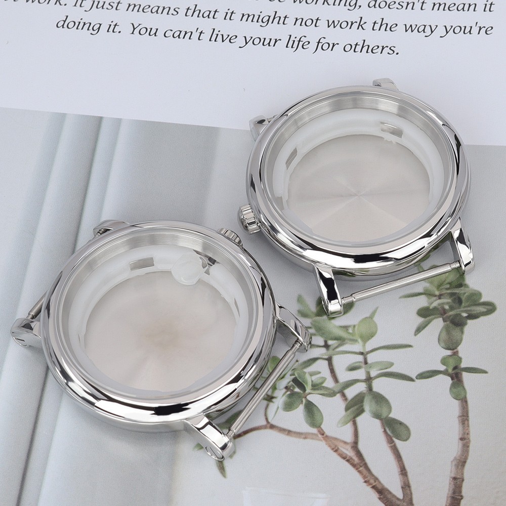 Stainless 44mm Pilot Watch Case Polished Domed Bezel For Seiko NH35 38 Movement