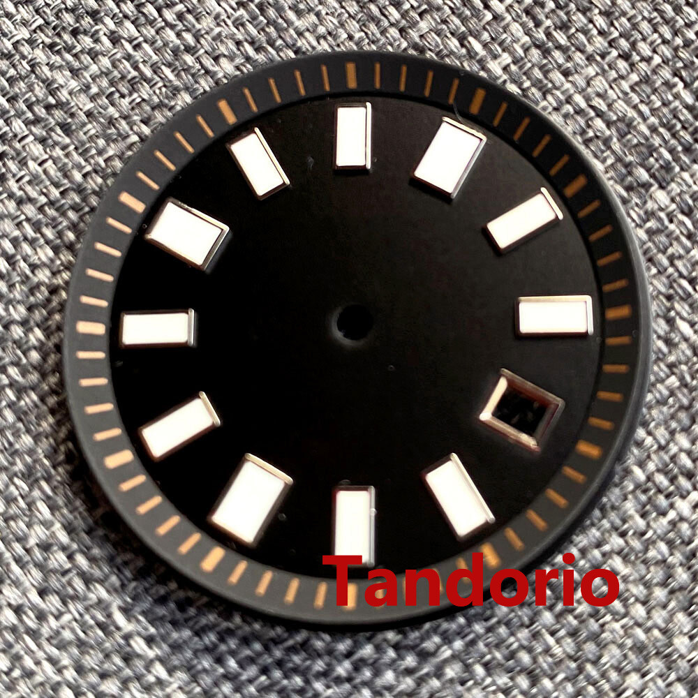 33.4mm black blue green watch dial luminous dial fit NH35 movement