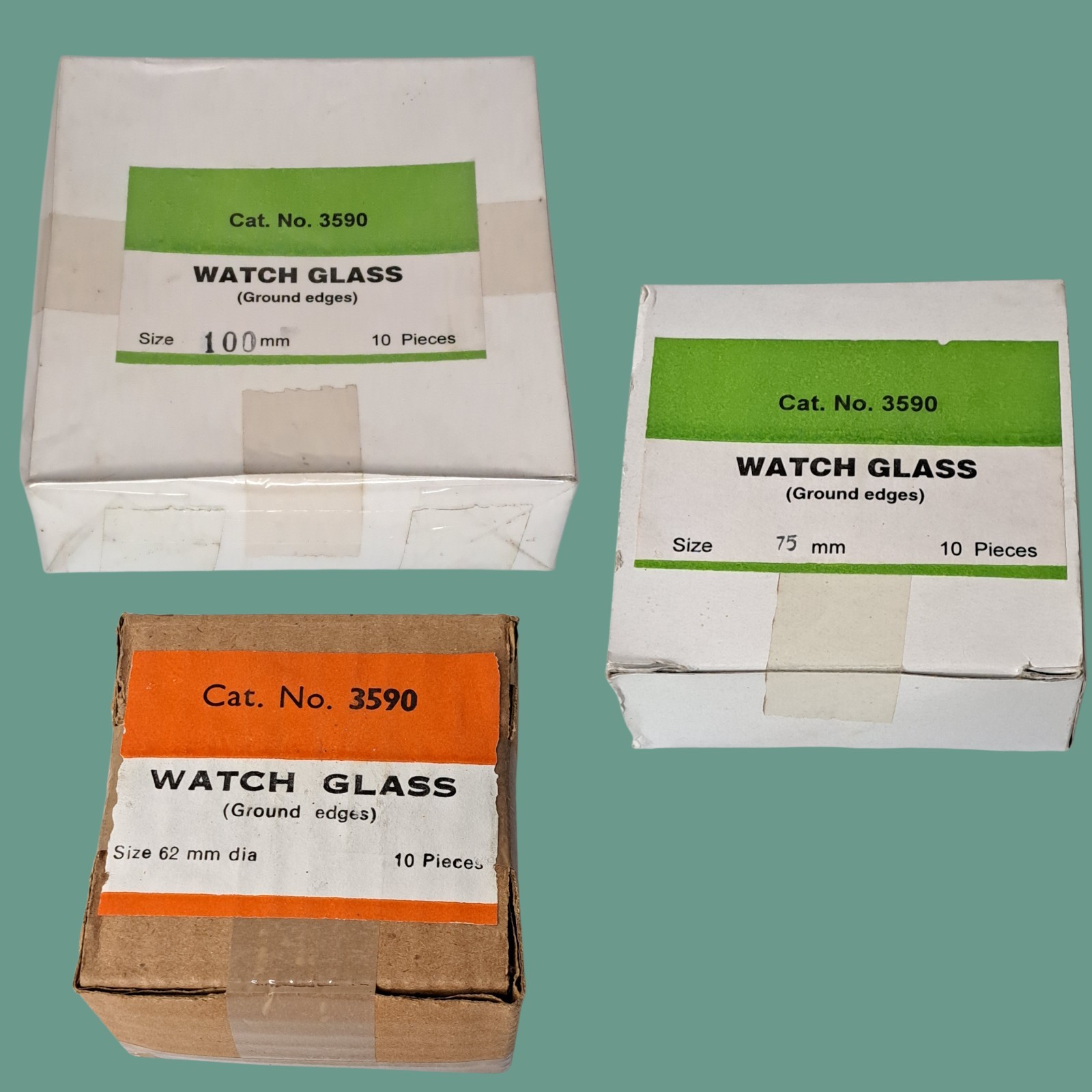 Lot 30 Watch Glasses Ground Edges 62/75/100mm Cat. 3590 New Lab Glass