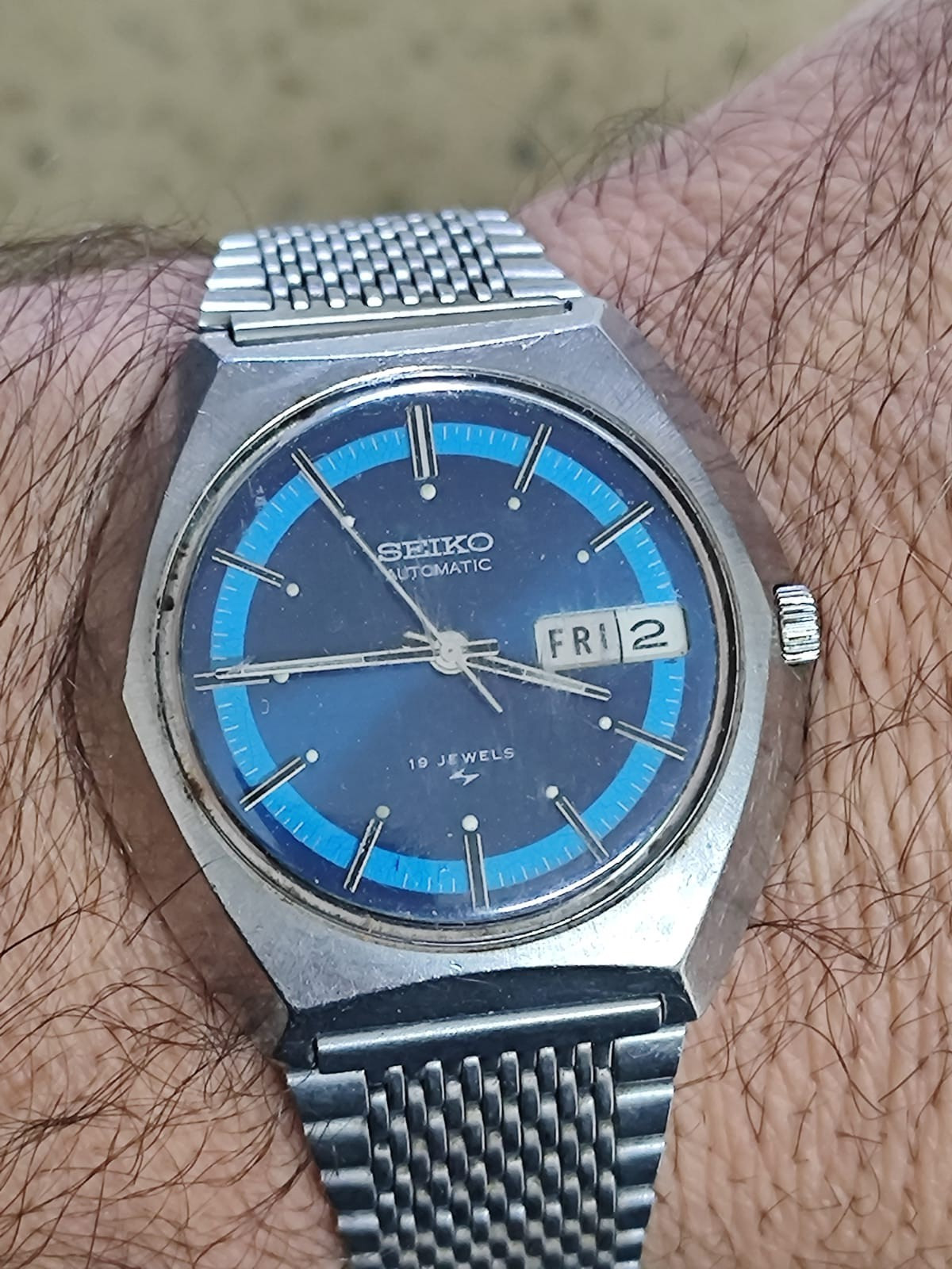1974 Vintage SEIKO 7006-7180 Watch Blue Dial WORKING