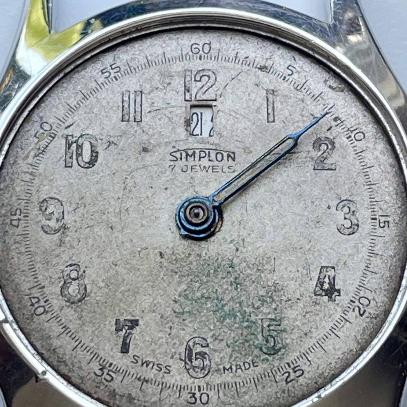 Vintage Simplon Watch 7 Jewels Cesar Renfer Abrecht Swiss 32mm Caliper Parts