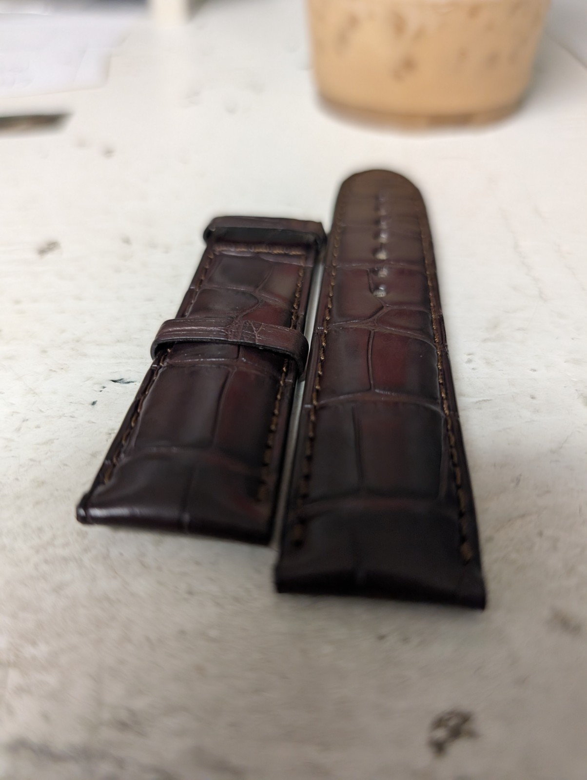 Genuine Montblanc Dark Brown alligator, 22/20mm, lightly padded