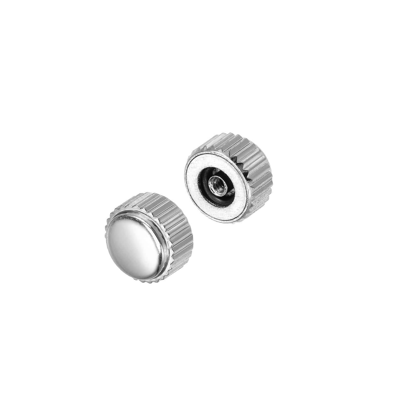 2Pcs 4.5mm Watch Crown Parts SUS304 Flat Short Stem 2mm ID Silver Tone