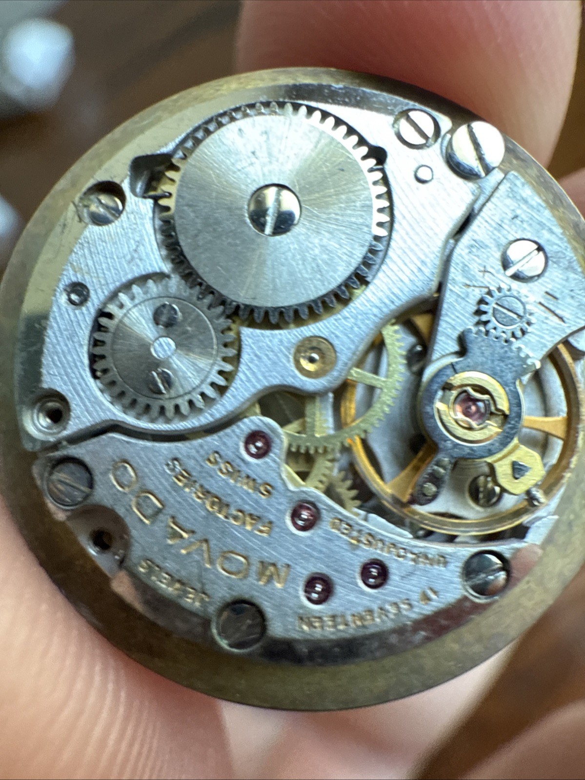 Vintage Zenith Movado 1731 Museum 17 Jewel Gold Dial Movement Good Balance
