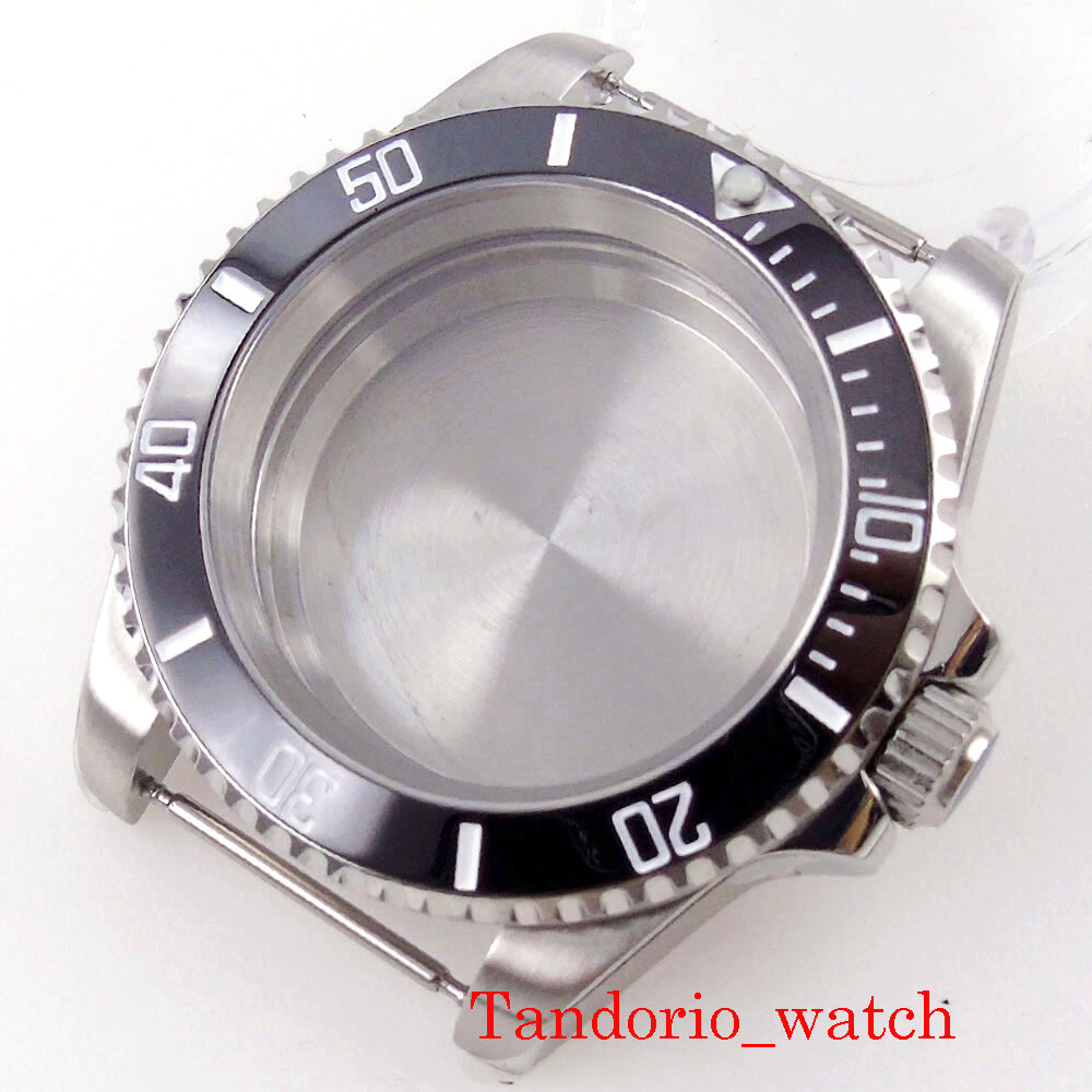 40mm Sapphire Glass Watch Case fit NH34A NH35A ETA2824 Miyota8215 Black Ceramic