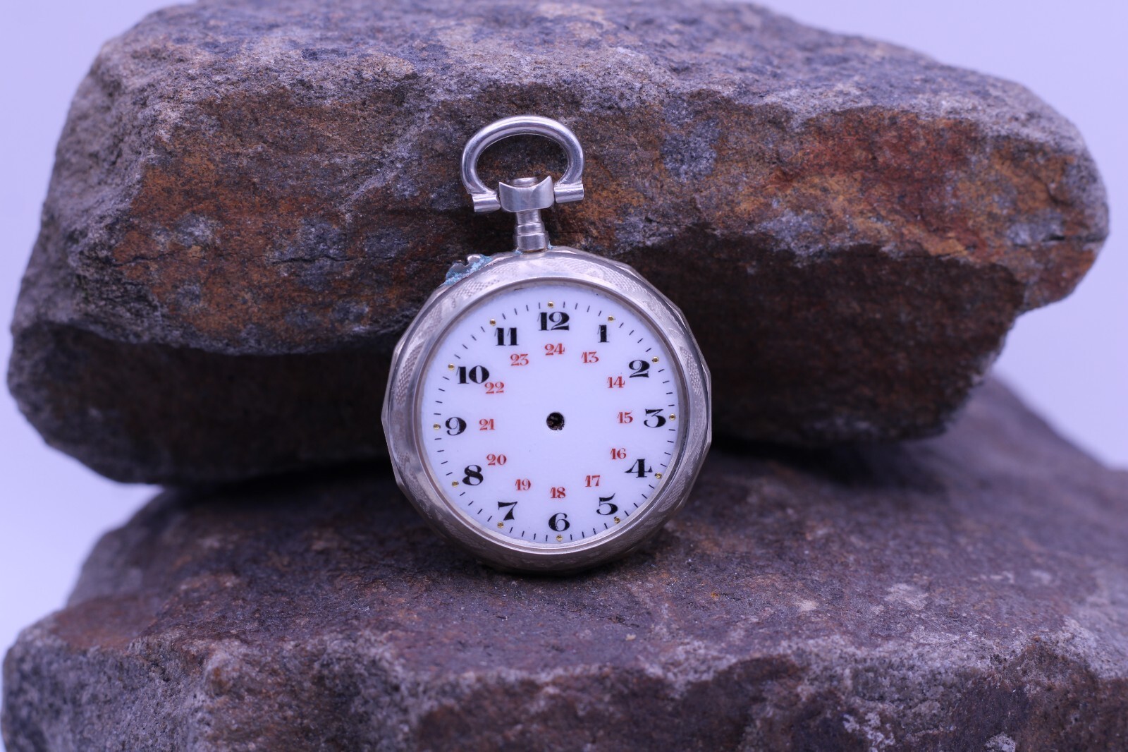 ARGENTAN LADIES SWISS POCKET WATCH FANCY CASE & DIAL 30.5mm DIAMETER NOS (ES)
