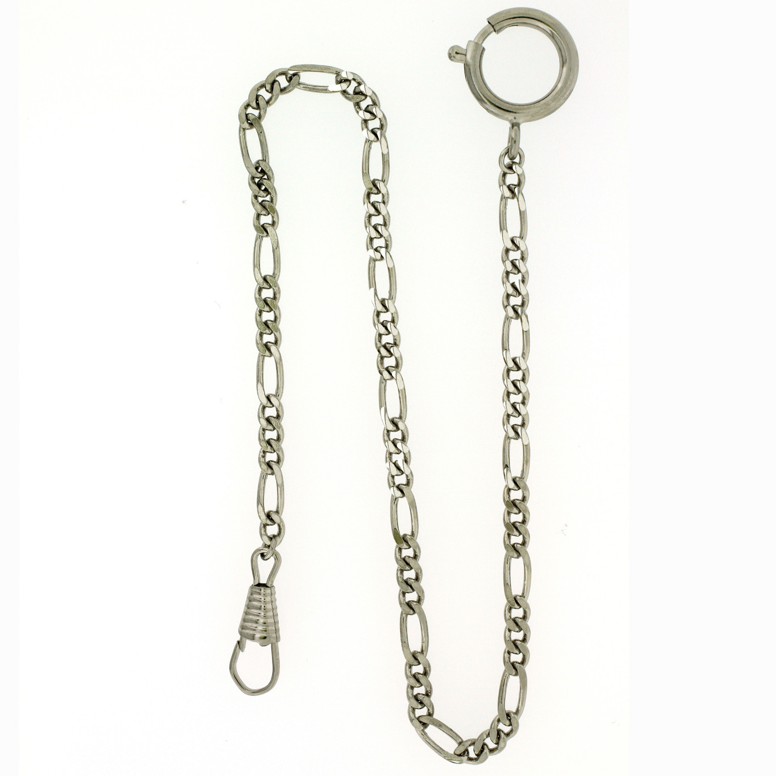 Pocket Watch Chain Fob PC4W Figaro Link Design Silver-Tone 14″